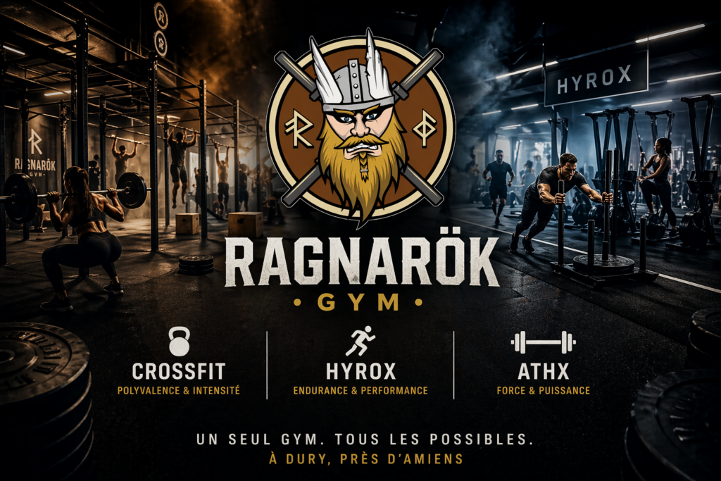 Ragnarök gym crossfit force amiens haltérophilie salle de sport coaching coach Rogue Hyrox Course games eps apprentissage santé noël fêtes valhalla games competition open2026 ATHX performance endurance force metcon débutant reprise perte de poids