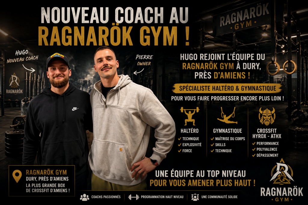 Ragnarök gym crossfit force amiens haltérophilie salle de sport coaching coach Rogue Hyrox Course games eps apprentissage santé noël fêtes valhalla games competition open2026 ATHX performance endurance force metcon débutant reprise perte de poids